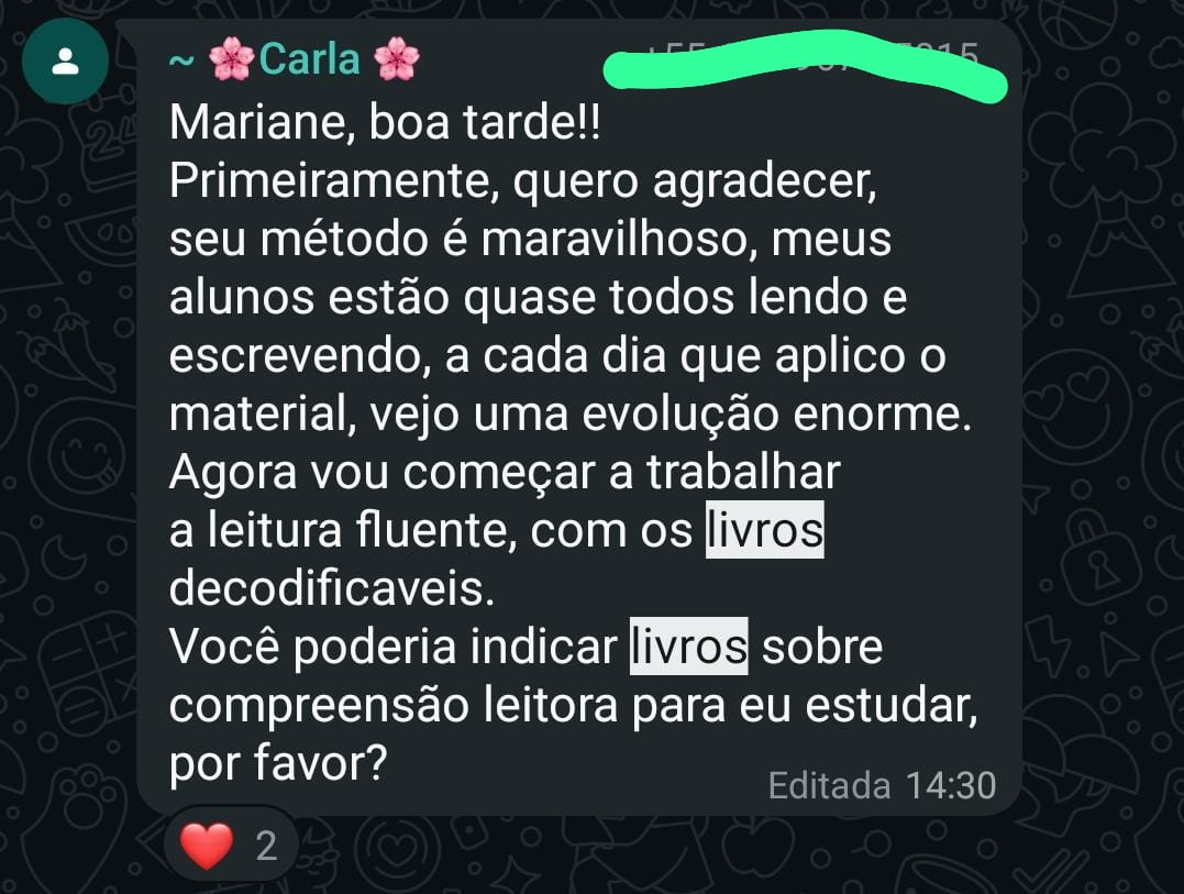 Depoimento de professora, captura de conversa 5